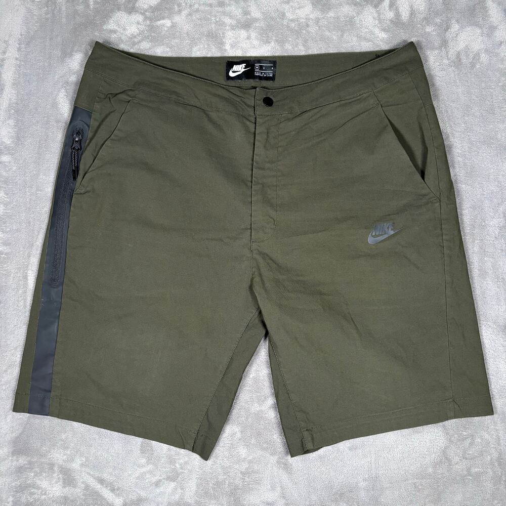 Nike Tech Woven Shorts Olive Green Utility Zip Pocket Stretch Men’s Size 36
